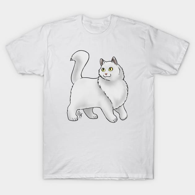 Cat - Turkish Angora - White T-Shirt by Jen's Dogs Custom Gifts and Designs